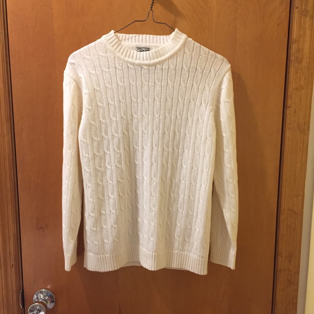 Vintage Cream Cable Sweater Full Fashion Medium